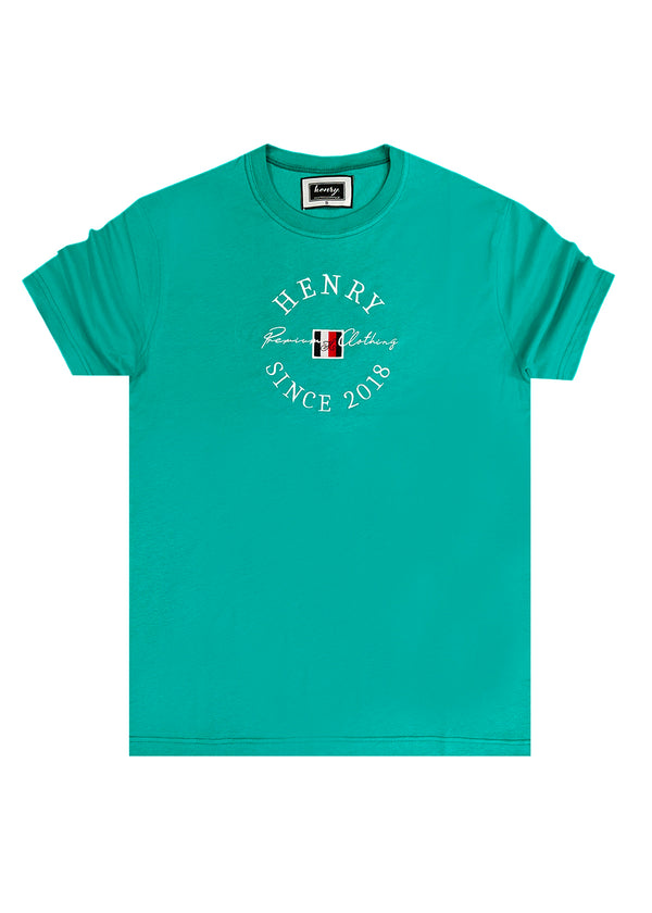 Ανδρική κοντομάνικη μπλούζα Henry clothing - 3-438 - white emblem πράσινο