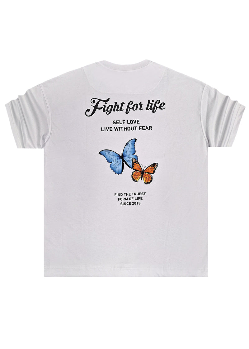 Κοντομάνικη μπλούζα Henry clothing - 3-625 - butterfly logo oversize fit tee λευκό