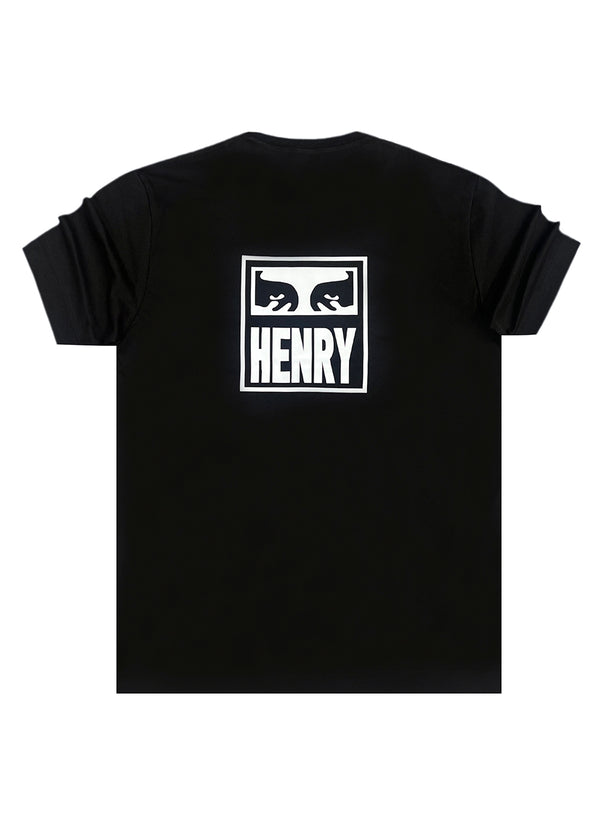 Ανδρική κοντομάνικη μπλούζα Henry clothing - 3-638 - face μαύρο