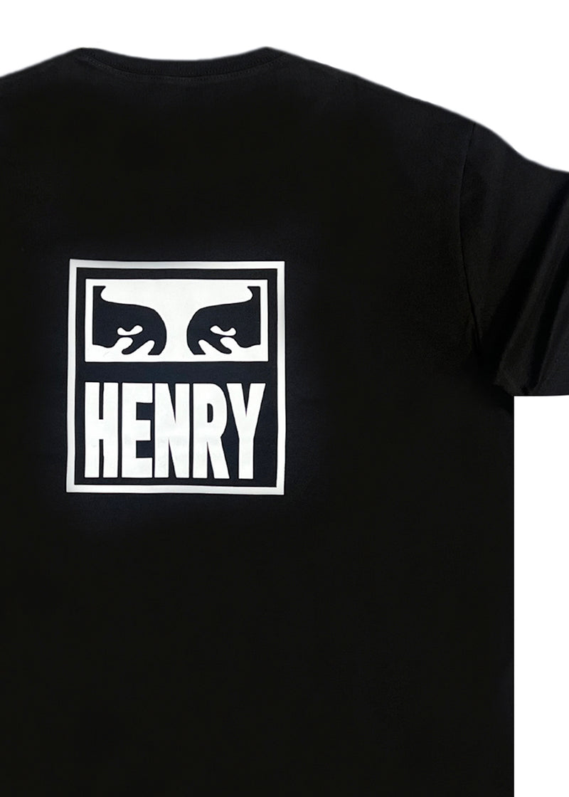 Ανδρική κοντομάνικη μπλούζα Henry clothing - 3-638 - face μαύρο