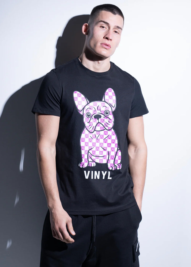 Κοντομάνικη μπλούζα Vinyl art clothing - 36544-01 - doggie logo μαύρο