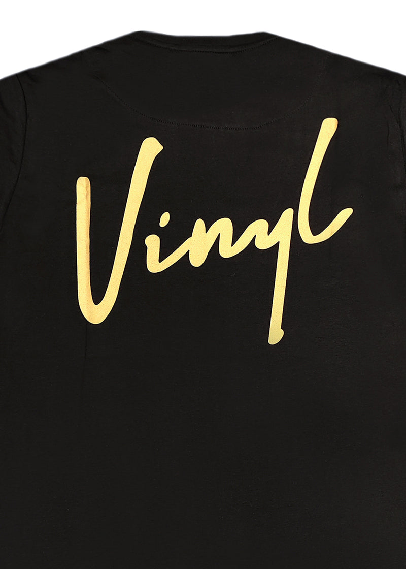 Κοντομάνικη μπλούζα Vinyl art clothing - 40513-01 - signature logo μαύρο