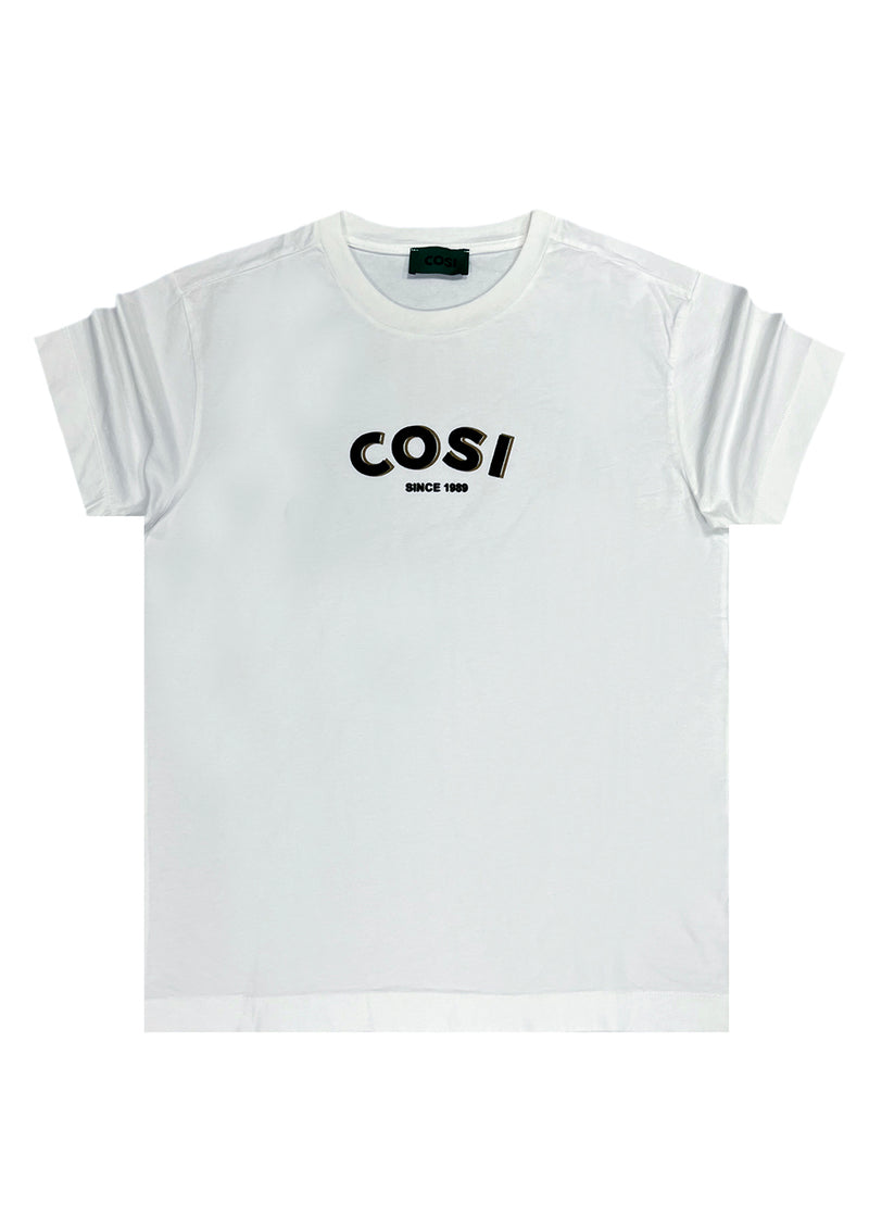 Ανδρική κοντομάνικη μπλούζα Cosi jeans - 62-W23-11 - gold afterimage logo t-shirt λευκό