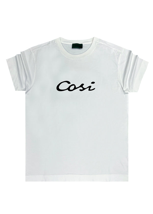 Ανδρική κοντομάνικη μπλούζα Cosi jeans - 62-W23-14 - calligraphy logo λευκό