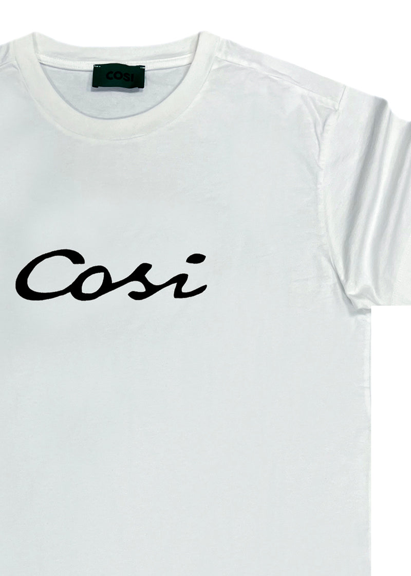 Ανδρική κοντομάνικη μπλούζα Cosi jeans - 62-W23-14 - calligraphy logo λευκό