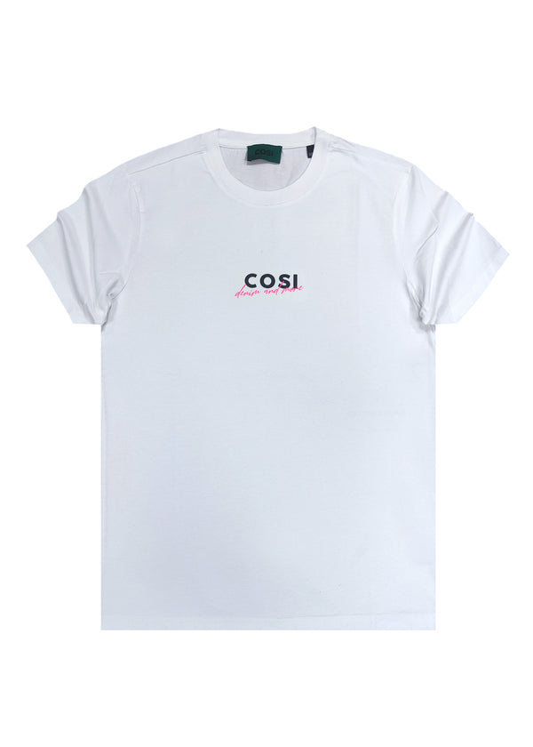 Ανδρική κοντομάνικη μπλούζα Cosi jeans - 63-S24-14 - pink logo tee λευκό