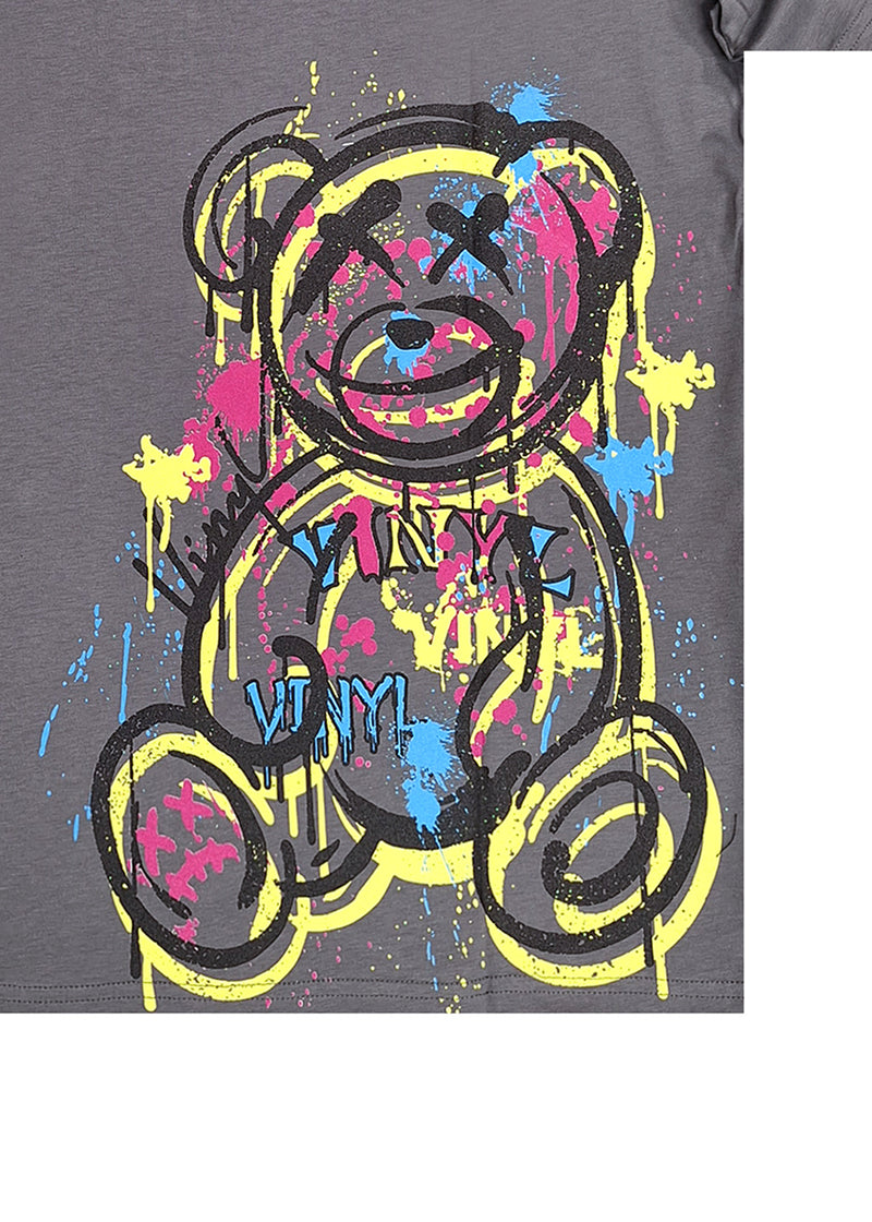 Κοντομάνικη μπλούζα Vinyl art clothing - 89420-09 - signature bear oversize fit γκρι