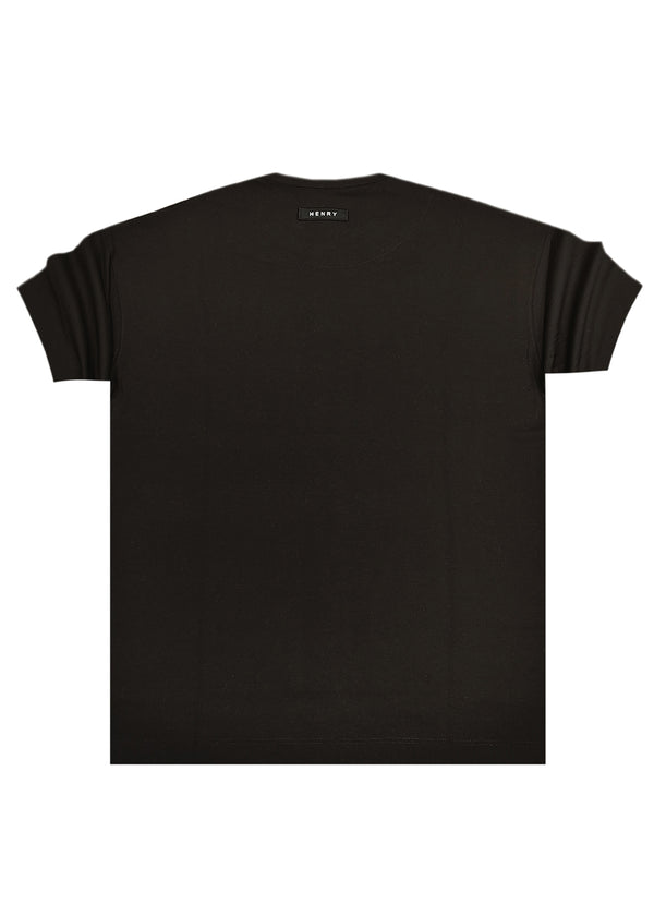 Ανδρική κοντομάνικη μπλούζα Henry clothing - 9-030 - simple over tee μαύρο