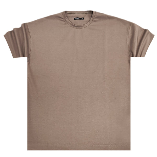 Ανδρική κοντομάνικη μπλούζα Henry clothing - 9-030 - simple over tee καφέ