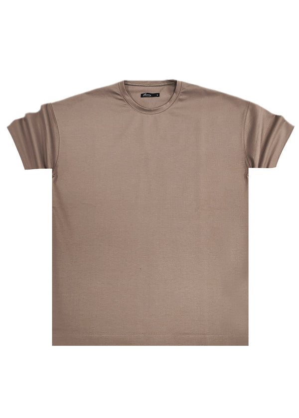 Ανδρική κοντομάνικη μπλούζα Henry clothing - 9-030 - simple over tee καφέ