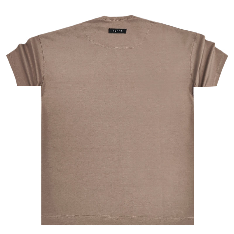 Ανδρική κοντομάνικη μπλούζα Henry clothing - 9-030 - simple over tee καφέ