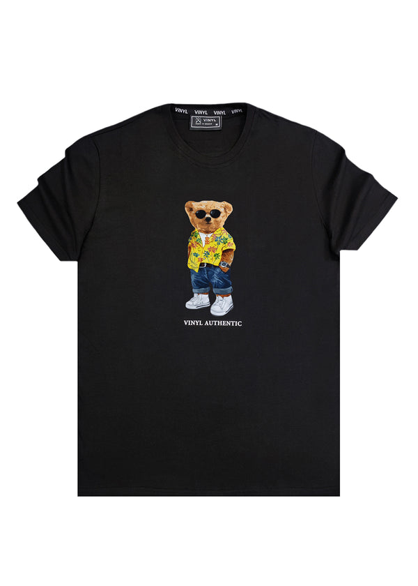 Ανδρική κοντομάνικη μπλούζα Vinyl art clothing - 97812-01 - cool teddy logo μαύρο