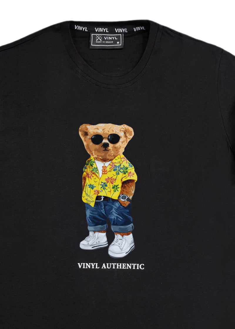 Ανδρική κοντομάνικη μπλούζα Vinyl art clothing - 97812-01 - cool teddy logo μαύρο