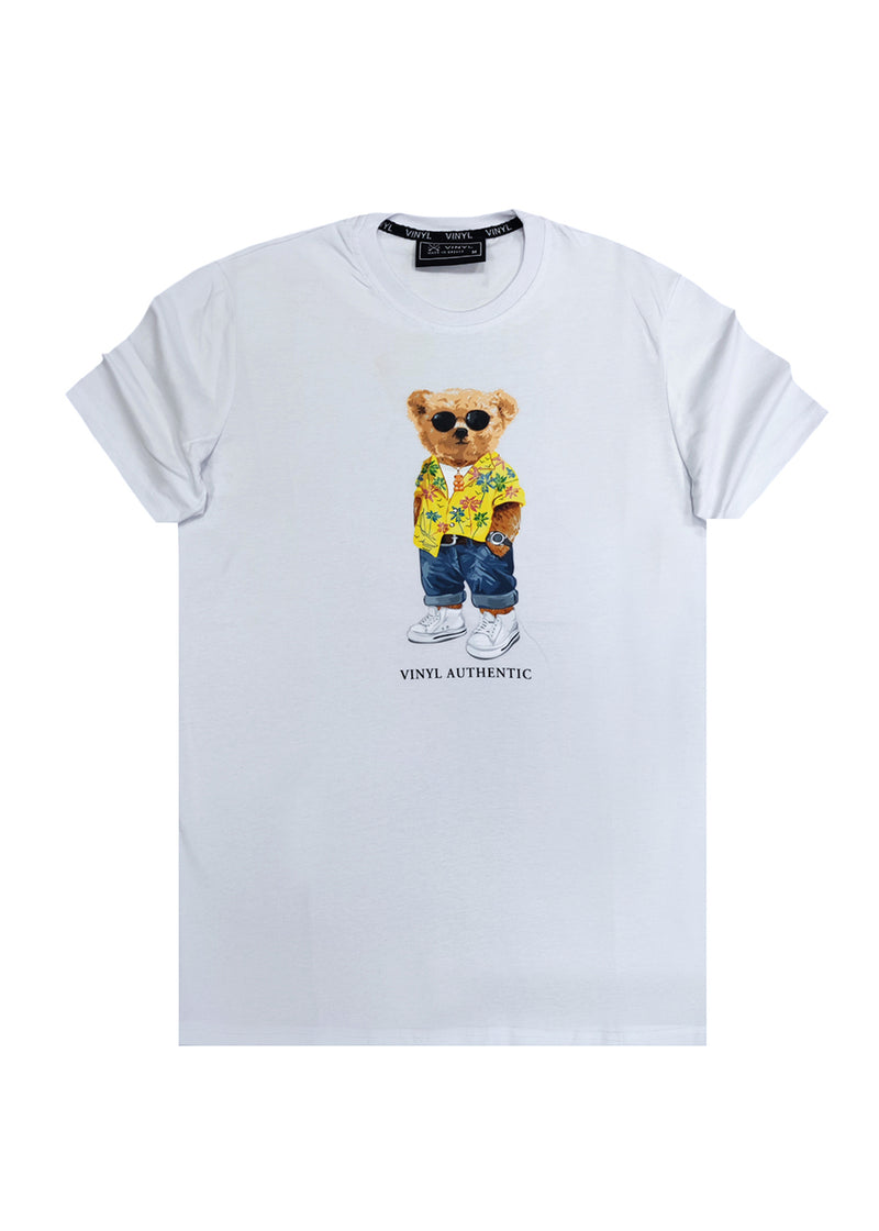 Ανδρική κοντομάνικη μπλούζα Vinyl art clothing - 97812-02 - cool teddy logo λευκό