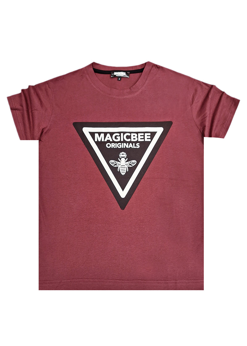 Ανδρική κοντομάνικη μπλούζα Magic bee - MB2406 - triangle logo μπορντό