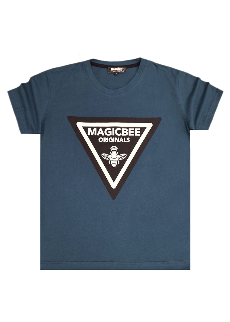 Ανδρική κοντομάνικη μπλούζα Magic bee - MB2406 - triangle logo tee πετρόλ