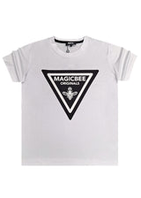 Ανδρική κοντομάνικη μπλούζα Magic bee - MB2406 - triangle logo λευκό