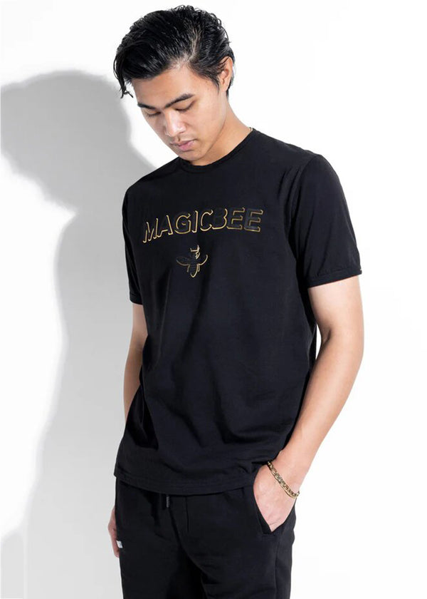 Ανδρική κοντομάνικη μπλούζα Magic bee - MB2407 - foil logo μαύρη