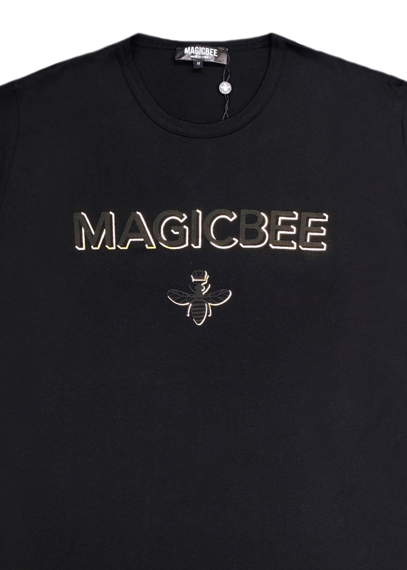 Ανδρική κοντομάνικη μπλούζα Magic bee - MB2407 - foil logo μαύρη