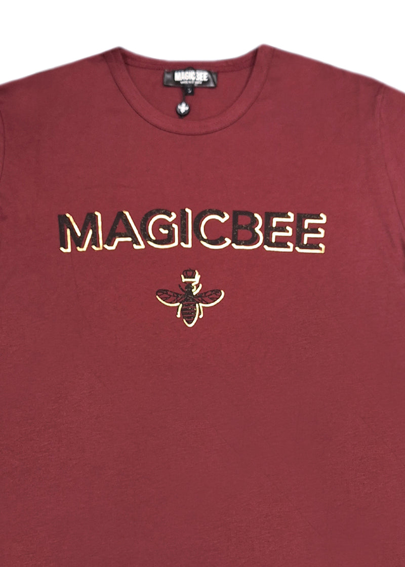 Ανδρική κοντομάνικη μπλούζα Magic bee - MB2407 - foil logo μπορντό