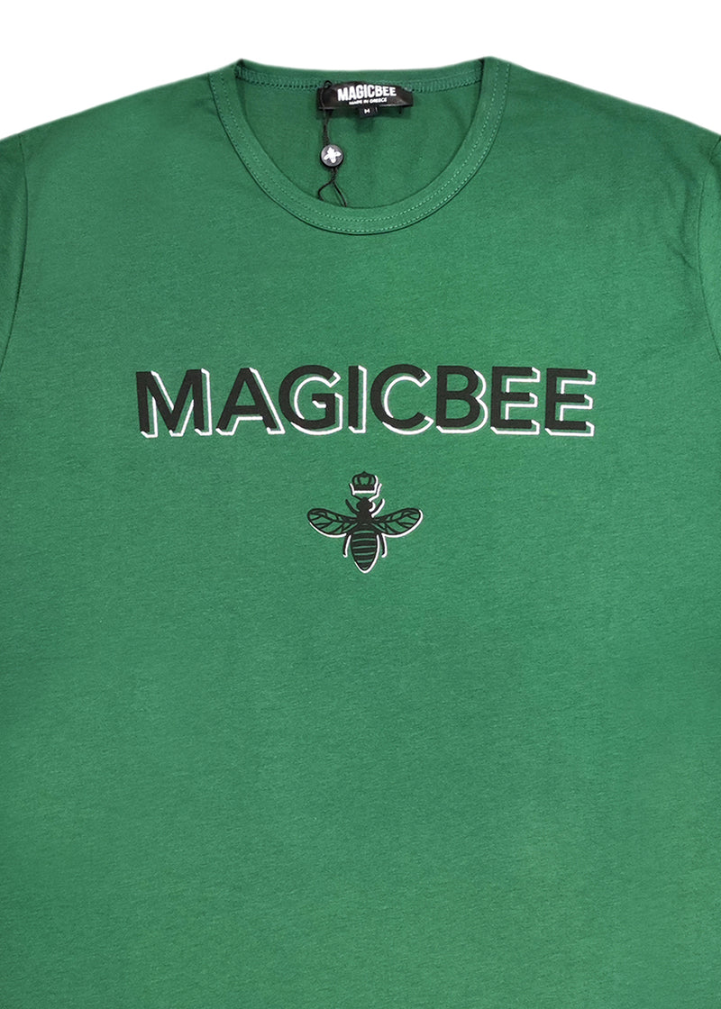 Ανδρική κοντομάνικη μπλούζα Magic bee - MB2407 - foil logo πράσινο