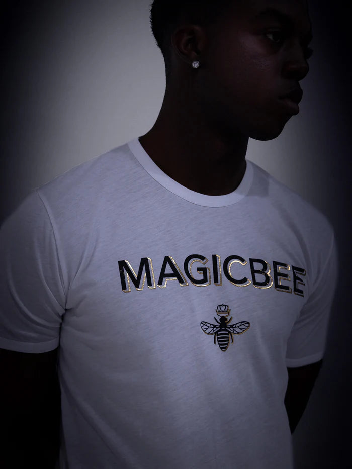 Ανδρική κοντομάνικη μπλούζα Magic bee - MB2407 - foil logo λευκό