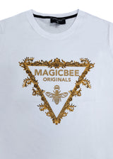 Ανδρική κοντομάνικη μπλούζα Magic bee - MB2411 - gold triangle logo λευκό