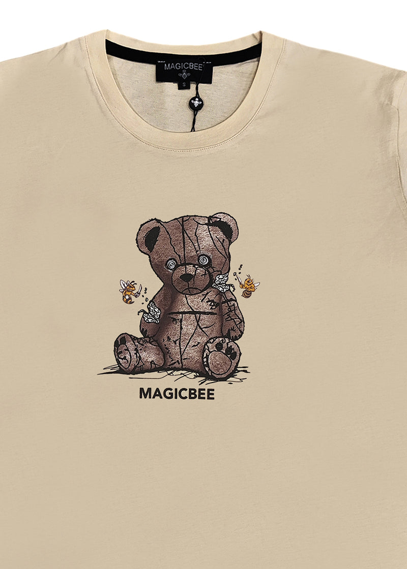 Κοντομάνικη μπλούζα Magic bee - MB2412 - reflective teddy logo μπεζ