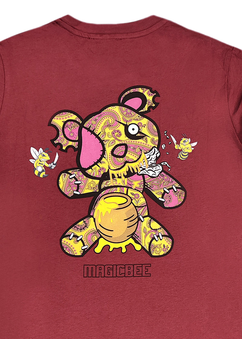 Κοντομάνικη μπλούζα Magic bee - MB2413 - reflective teddy logo σκούρο κόκκινο