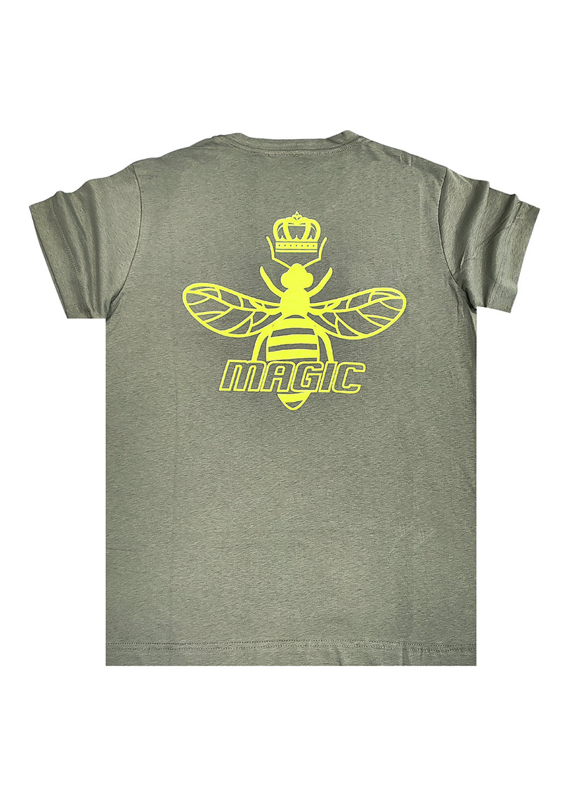 Κοντομάνικη μπλούζα Magic bee - MB2418 - back green logo tee ανοιχτό χακί