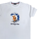 New World Polo - POLO-2023 - surf bear t-shirt - white