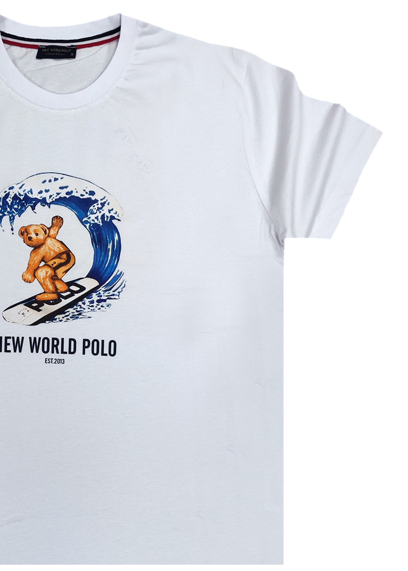 New World Polo - POLO-2023 - surf bear t-shirt - white