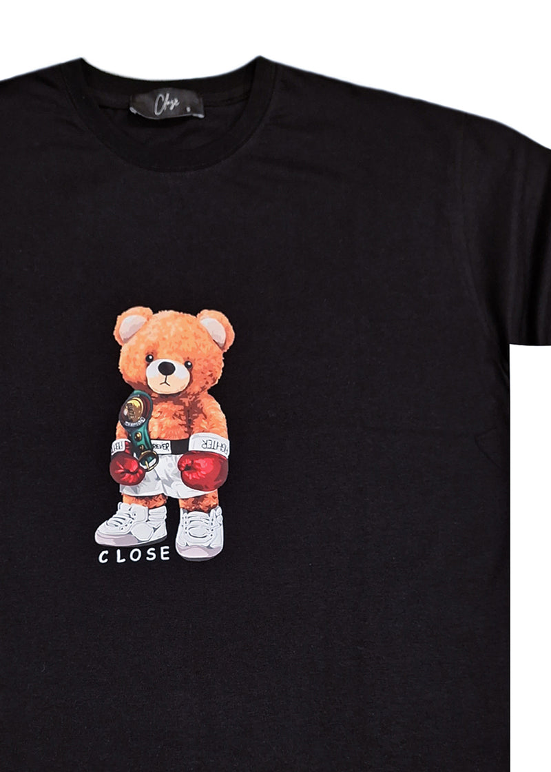 Ανδρική κοντομάνικη μπλούζα Close society - S24-200 - champion bear logo tee μαύρο