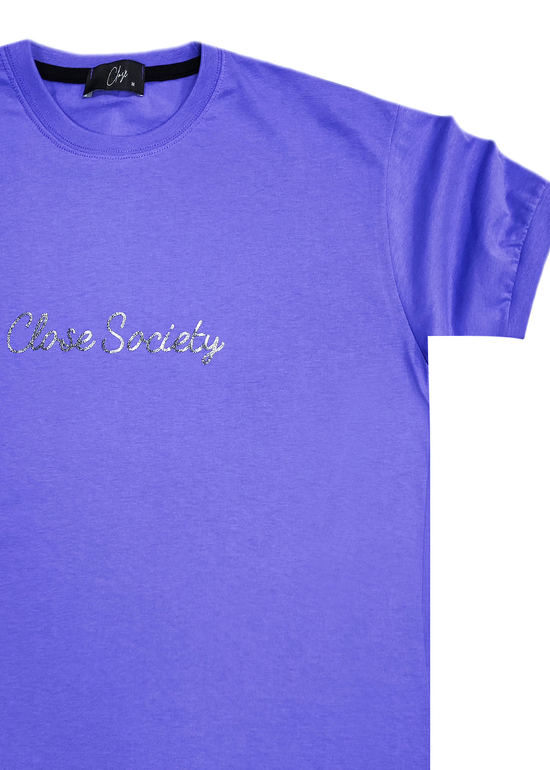 Ανδρική κοντομάνικη μπλούζα Close society - S24-235 - glossy logo μωβ