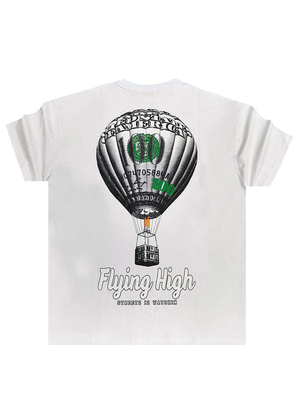 Κοντομάνικη μπλούζα GANG - Z-1112 - regular fit flying high logo λευκό