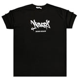 Κοντομάνικη μπλούζα GANG - Z-1126 - oversized fit never born again tee μαύρο