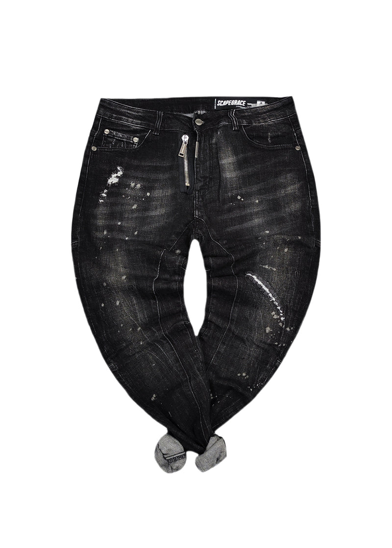 Ανδρικό jean παντελόνι Scapegrace - SCTJ00176 - zipper denim jeans μαύρο