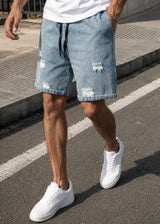 Ανδρική βερμούδα τζιν GUF - PC-7139 - jeans regular fit shorts μπλε