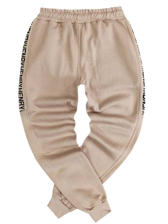 Henry clothing - 6-304 - beige gold taped pants