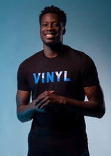 Ανδρική κοντομάνικη μπλούζα Vinyl art clothing - 44952-01 - logo print μαύρο