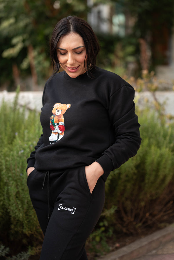 Clvse society - W23-863-W - champion teddy bear logo sweatshirt - black