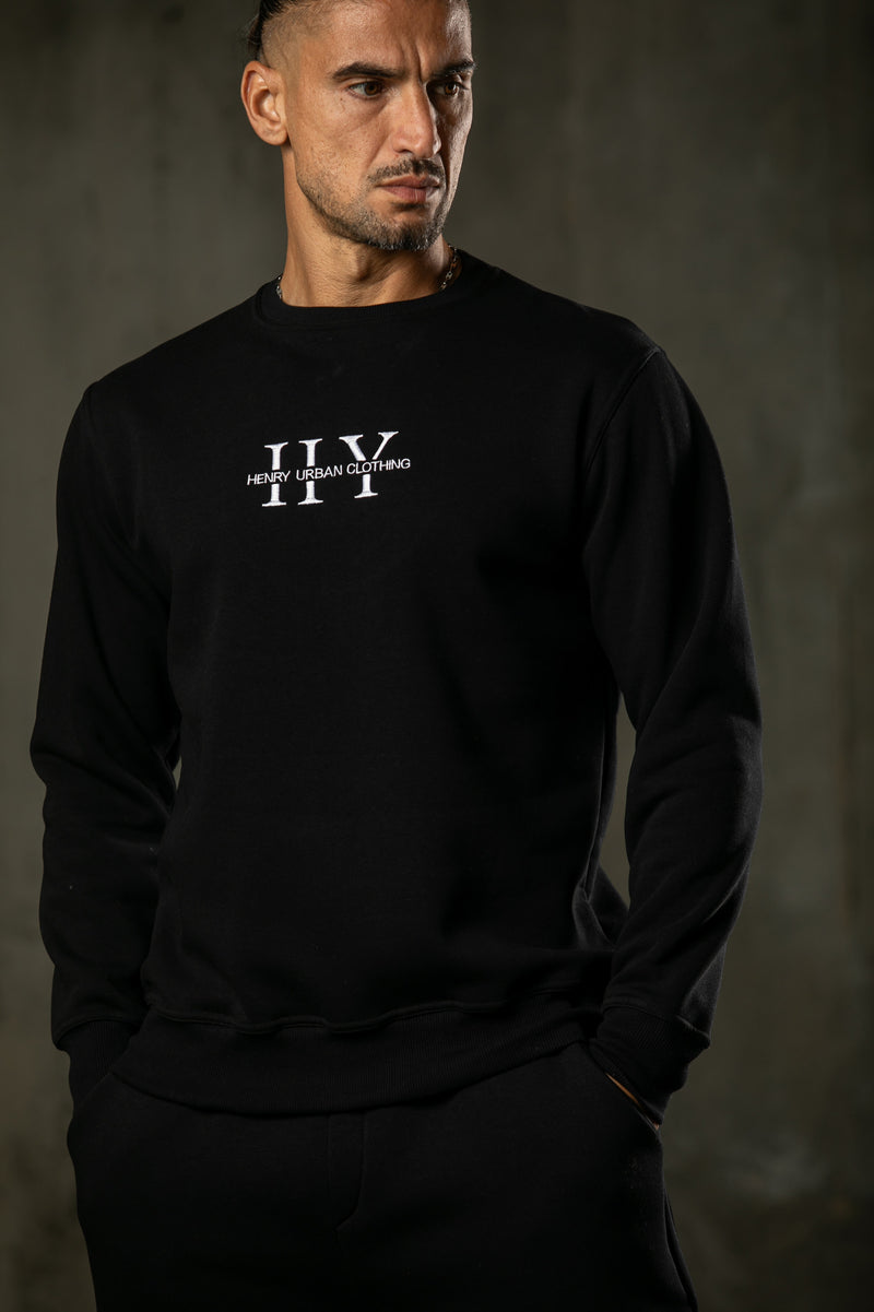 Ανδρικό φούτερ Henry clothing - 3-652 - sweatshirt urban clothing logo μαύρο