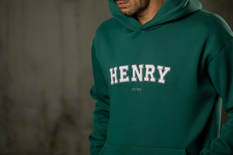 Ανδρικό φούτερ με κουκούλα Henry clothing - 3-656 - hoodie logo πράσινο