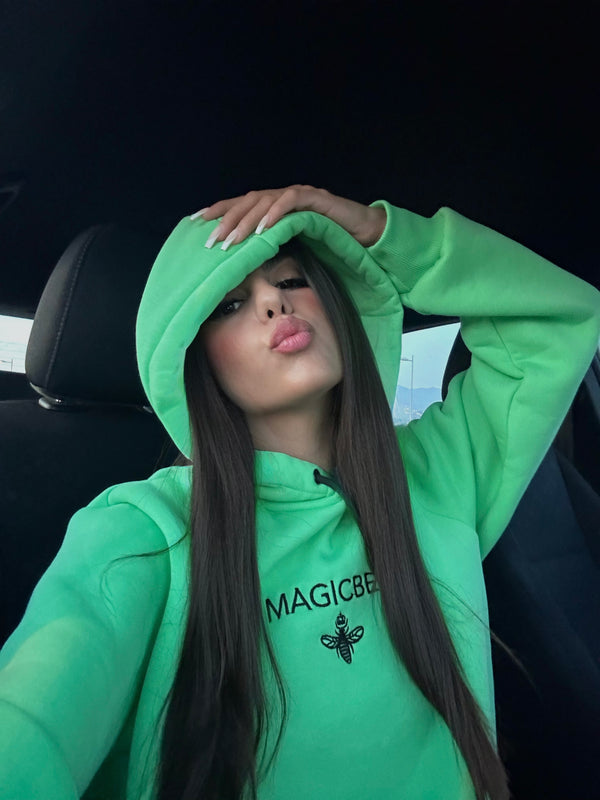 Magicbee - MB23500-W - black logo hoodie - light green