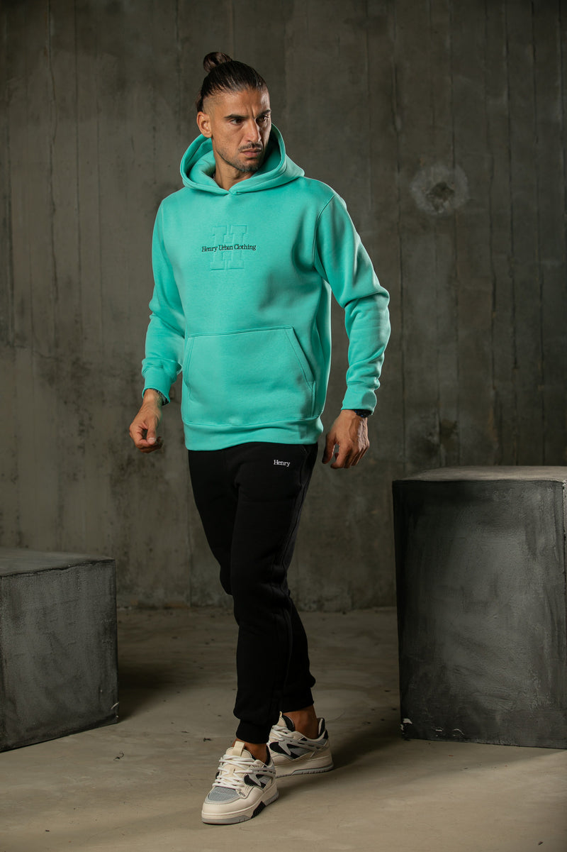 Ανδρικό φούτερ με κουκούλα Henry clothing - 3-657 - hoodie logo βεραμάν.