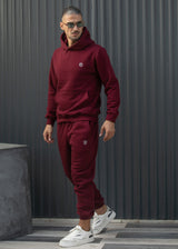 HENRY CLOTHING - Ανδρικό φούτερ με κουκούλα και κέντημα H - Burgundy 3-827