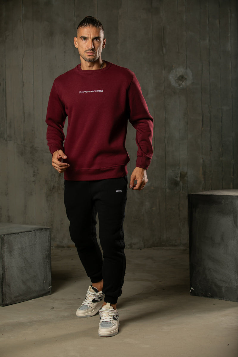 Ανδρικό φούτερ Henry clothing - 3-671 - sweatshirt premium brand logo μπορντό