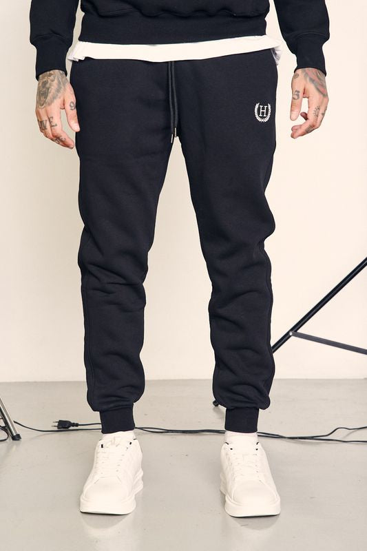 Ανδρική φόρμα Henry clothing - 6-611 - emblem logo sweatpants μαύρο