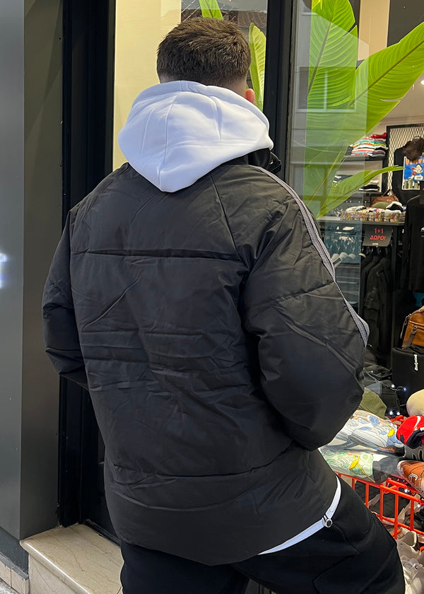 Ανδρικό μπουφάν με κολάρο GUF - M80220 - tape puffer μαύρο