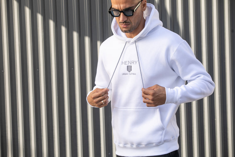 Ανδρικό φούτερ με κουκούλα Henry clothing - 3-651 - hoodie triangle logo λευκό